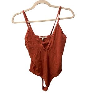 Express Orange Spaghetti Strap v cut Bodysuit